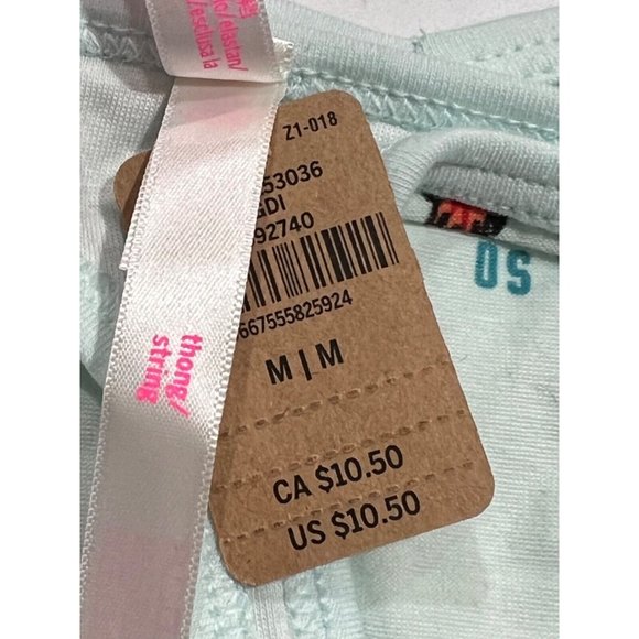 NWT VICTORIA'S SECRET PINK Thong Pantie/Underwear Sz M Green Teal Snowmen - Picture 4 of 4